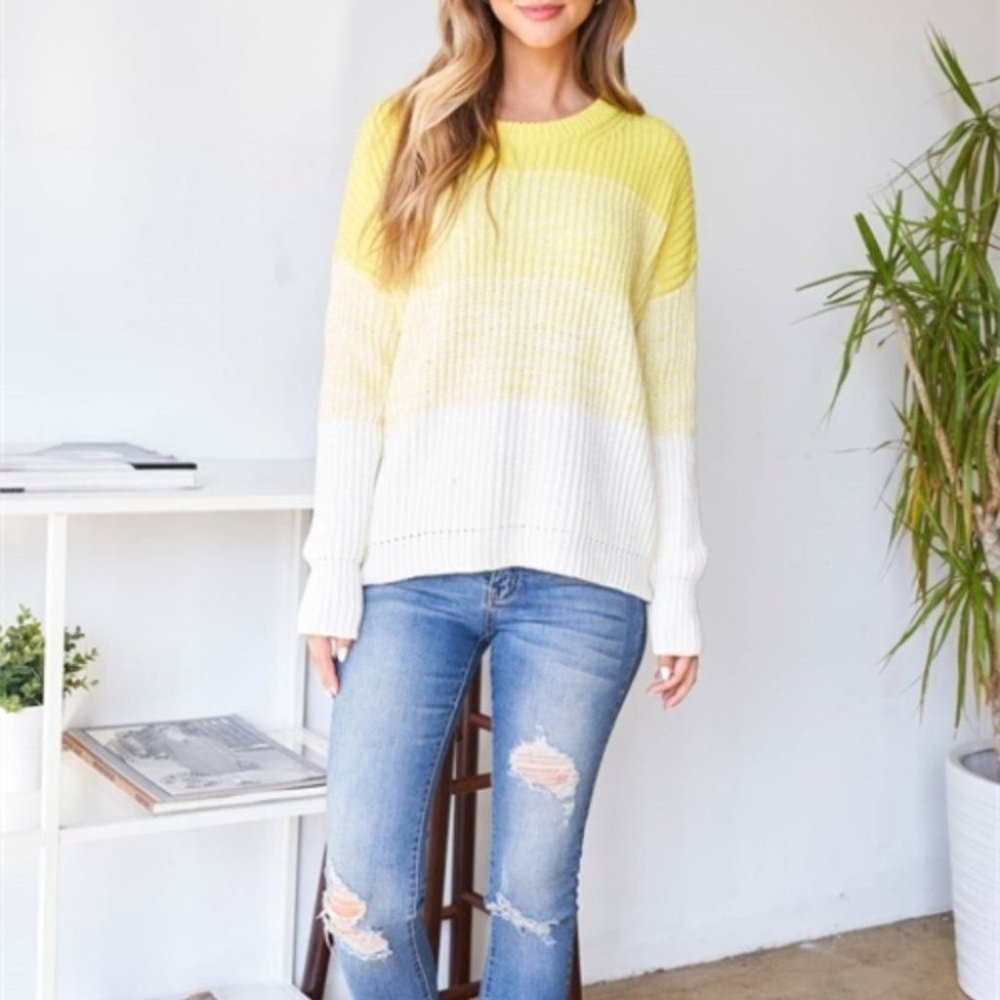 DON'T OVERTHINK IT SWEATER Top - YELLOW OMBRE - Picture 8 of 12